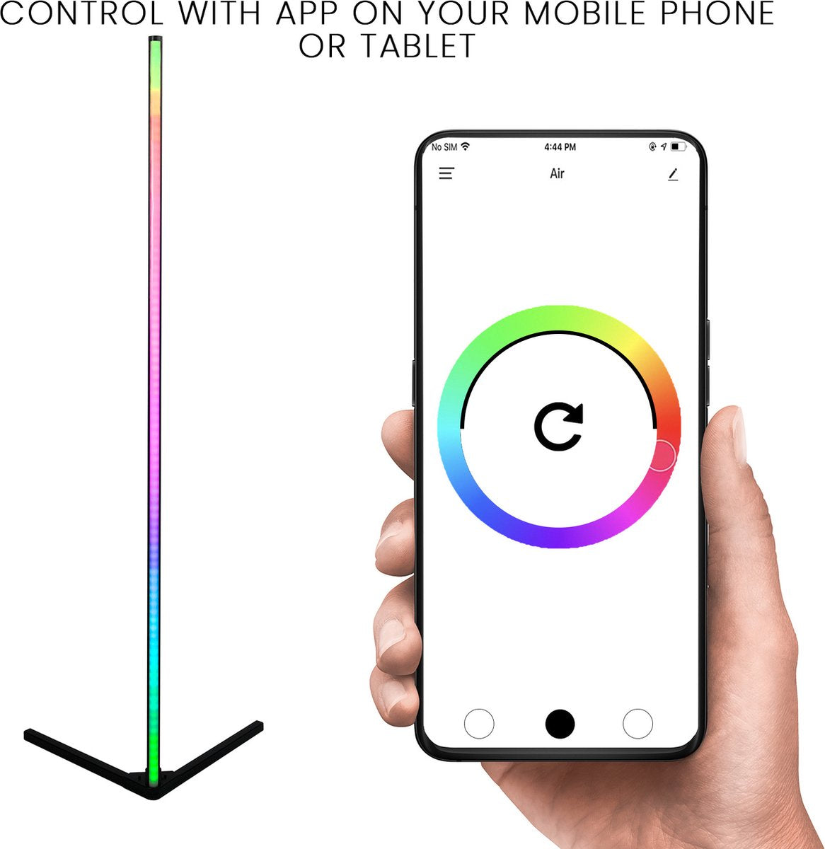 Calex Slimme LED Vloerlamp - Hoeklamp staand - Sfeerverlichting Dimbaar RGB en Wit Licht