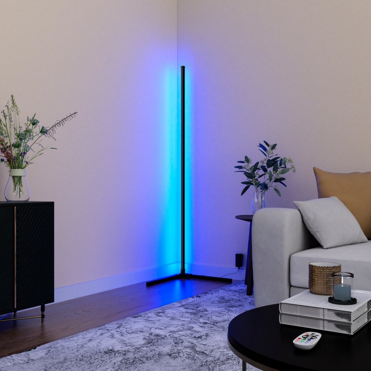 Calex Slimme LED Vloerlamp - Hoeklamp staand - Sfeerverlichting Dimbaar RGB en Wit Licht