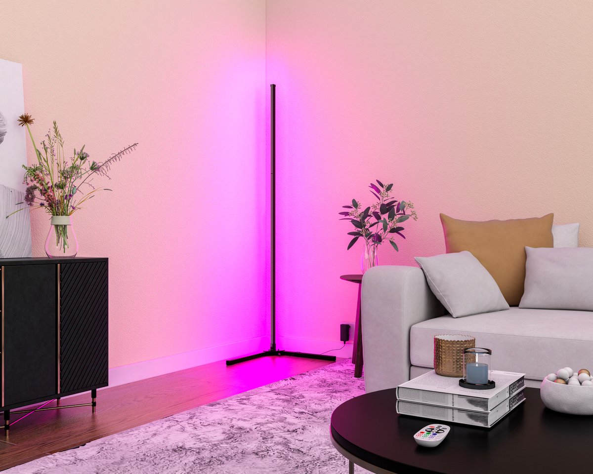 Calex Slimme LED Vloerlamp - Hoeklamp staand - Sfeerverlichting Dimbaar RGB en Wit Licht