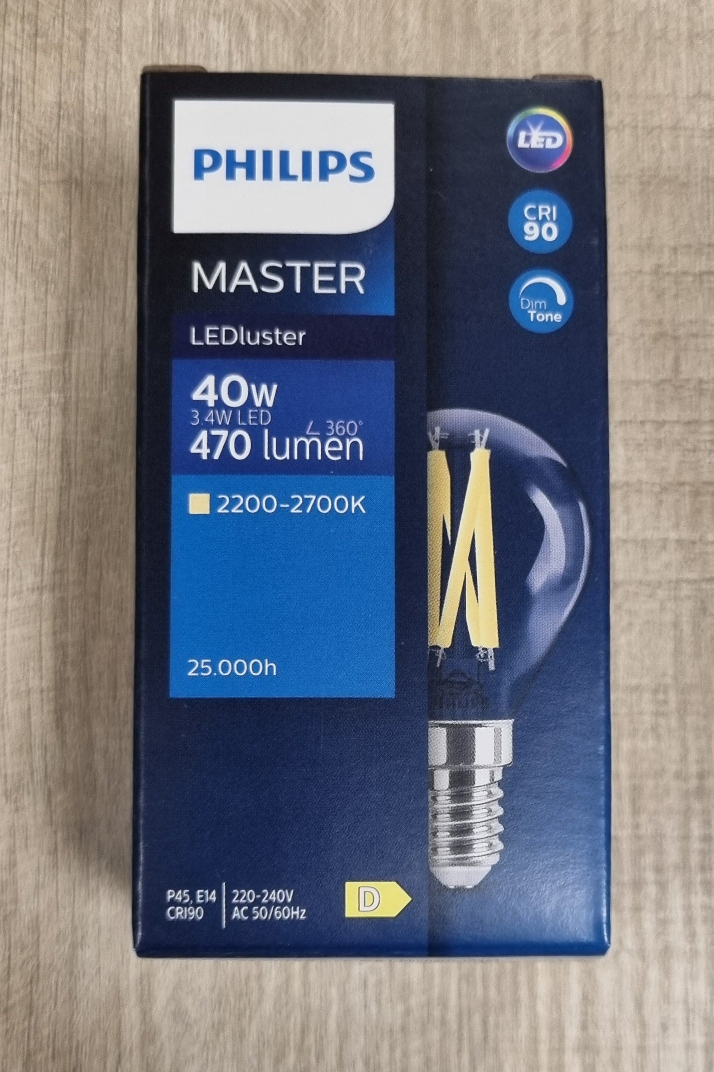 Philips MASTER LED E14 Kogel Filament Helder 3.4W 470lm - 922-927 Dim To Warm