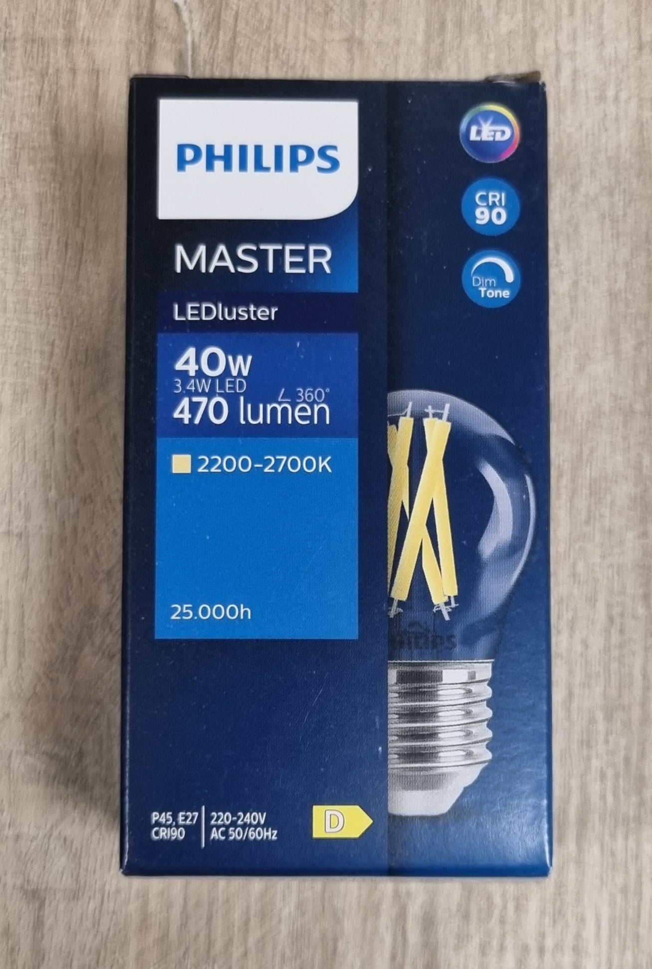 Philips MASTER LED E27 Kogel Filament Helder 3.5W 470lm - 922-927 Dim To Warm
