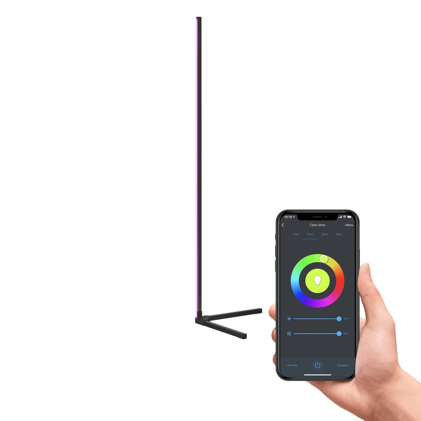 Calex Slimme LED Vloerlamp - Hoeklamp staand - Sfeerverlichting Dimbaar RGB en Wit Licht