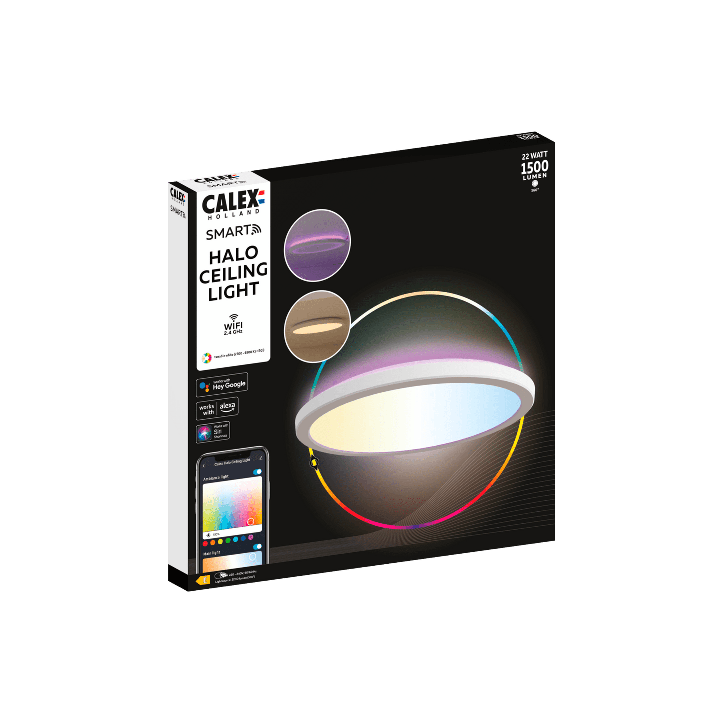 Calex Slimme Halo LED PlafondLamp Wit - Ø30cm