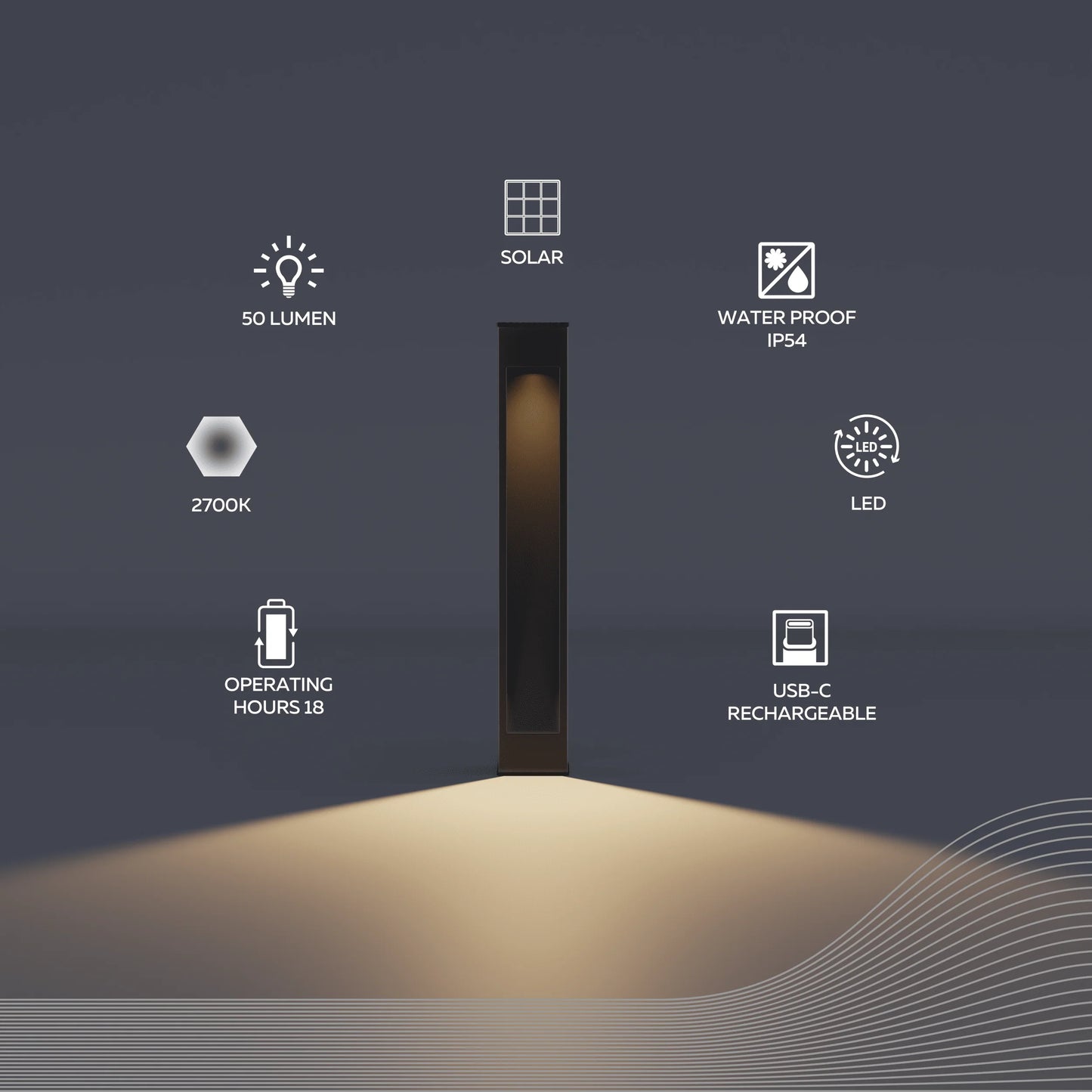 Calex Ivrea Solar Tuinpaal Zwart – 2W LED Buitenlamp met USB-C Oplaadoptie