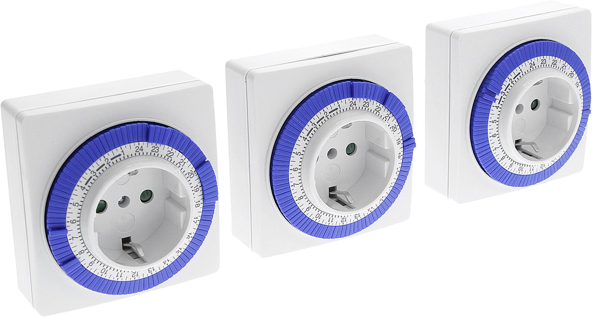 Q-link Tijdschakelklok analoog 3 st. Mechanisch Dagprogramma max.3500Watt