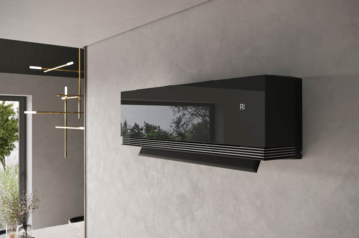 LG ARTCOOL AI Air Mirror zwarte design airco met spiegelglas front