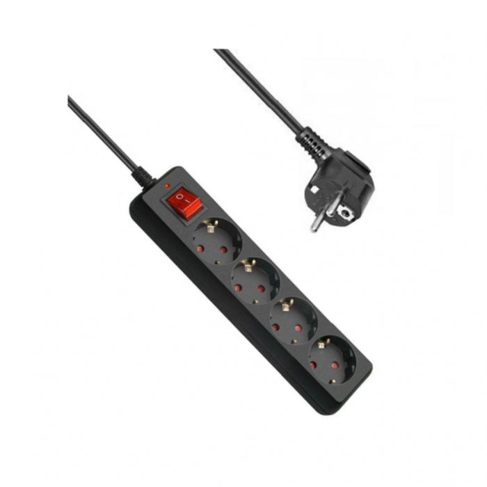 stekkerdoos zwart 4 stopcontacten