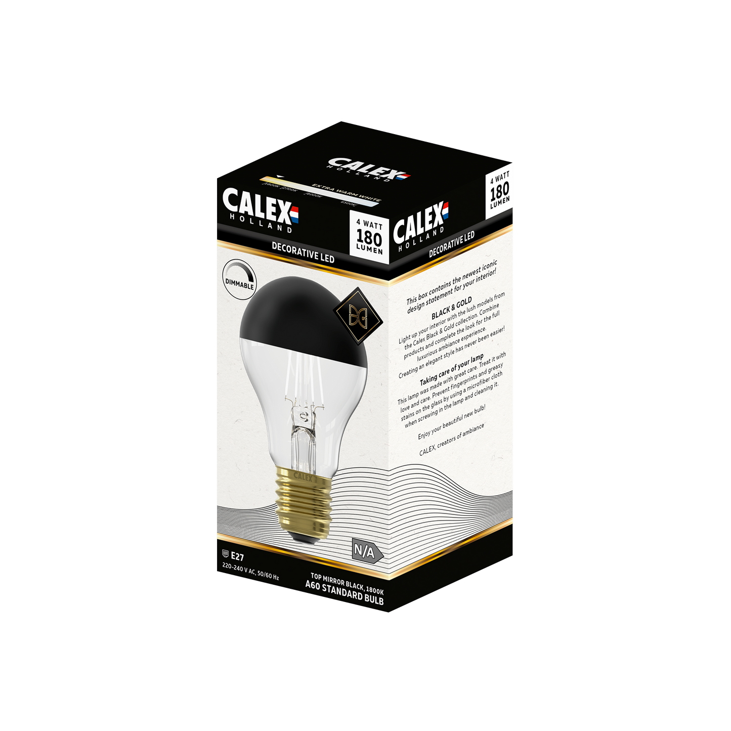 Black & Gold Calex LED Zwart Standaard