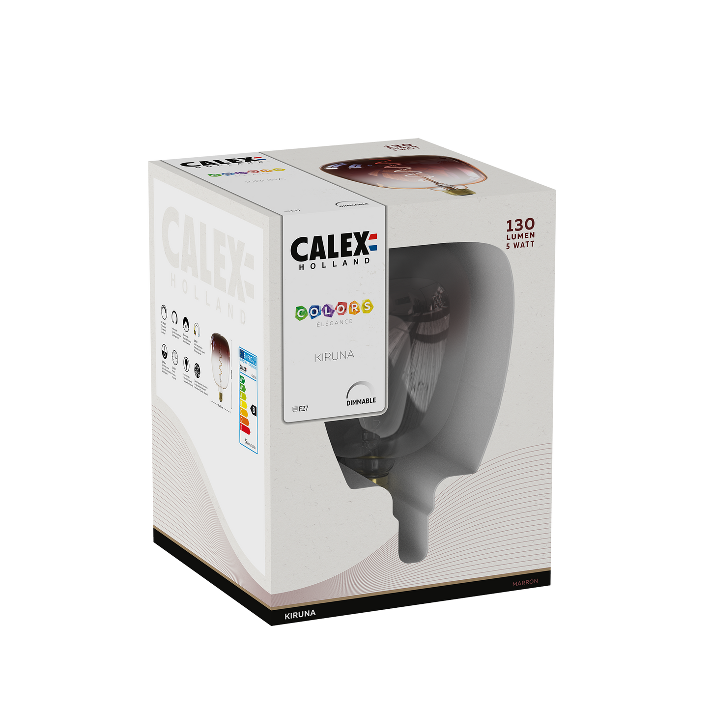 Calex Kiruna Colors Marron - E27 LED Lamp - Filament Lichtbron Dimbaar - 5W - Warm Wit Licht