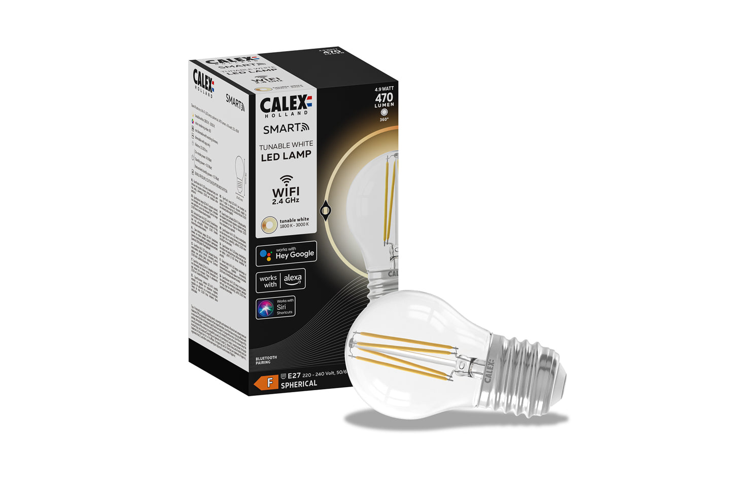 CALEX Smart LED filament lamp E27/4,9W P45 CCT helder