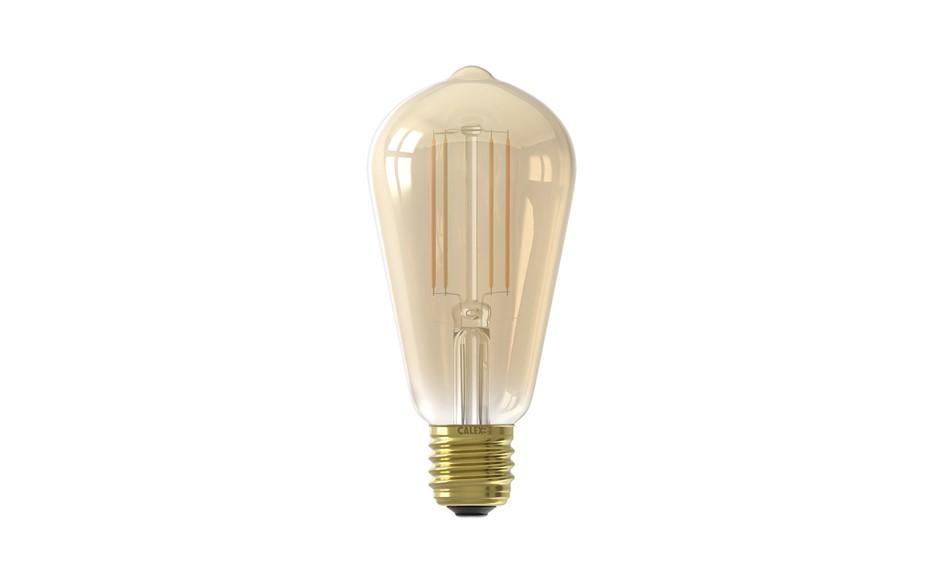 Calex Smart LED Lamp - Slimme Verlichting Filament - E27 - Rustiek - Wifi Lichtbron - Goud - Dimbaar - Warm Wit licht - 7W