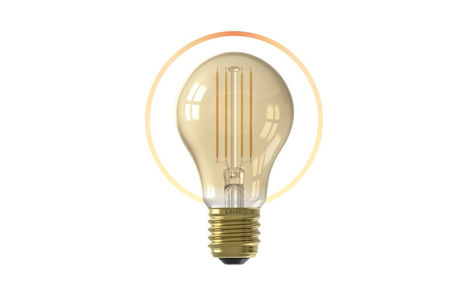 Calex Slimme Lamp - Wifi LED Filament Verlichting - E27 - Smart Bulb Goud- Dimbaar - Warm Wit licht - 7W