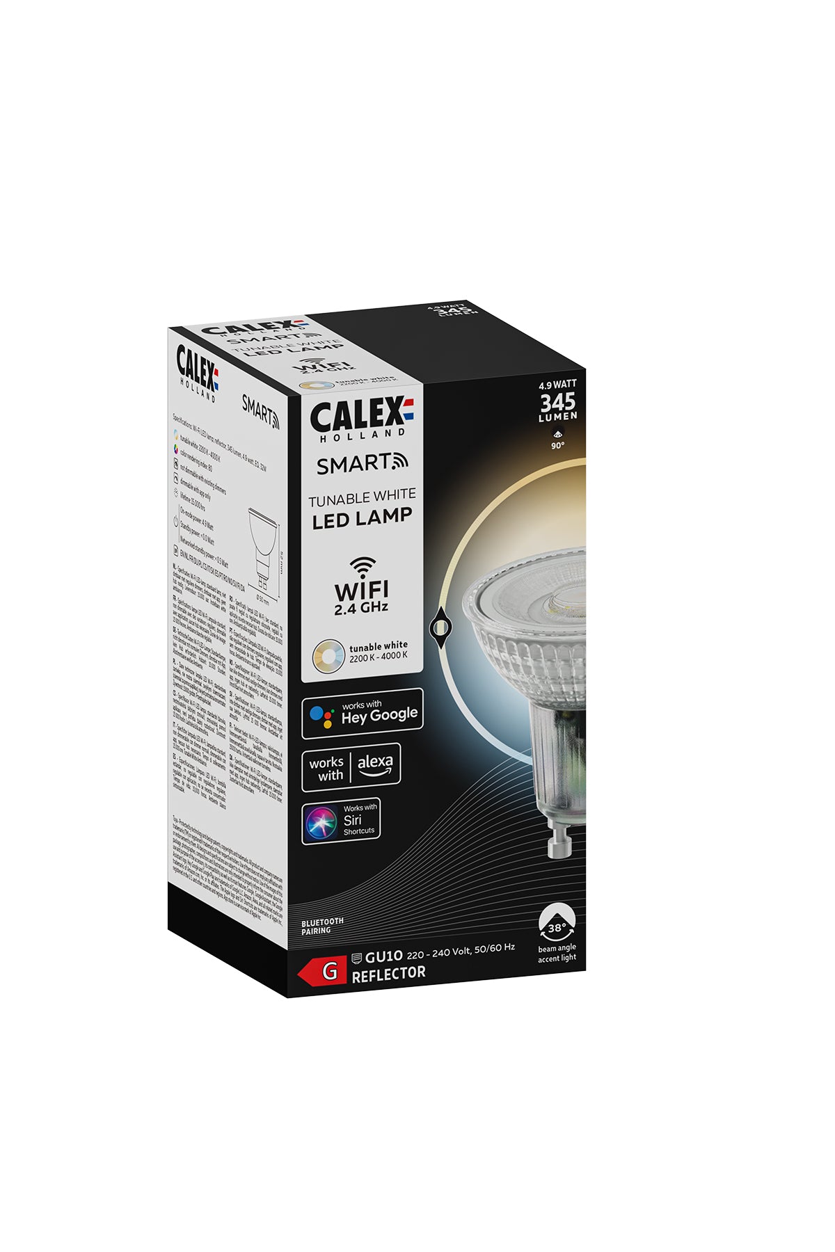 Calex Slimme Lamp - Wifi LED Verlichting - GU10 Smart Lichtbron - Dimbaar - Warm Wit licht - 4.9W
