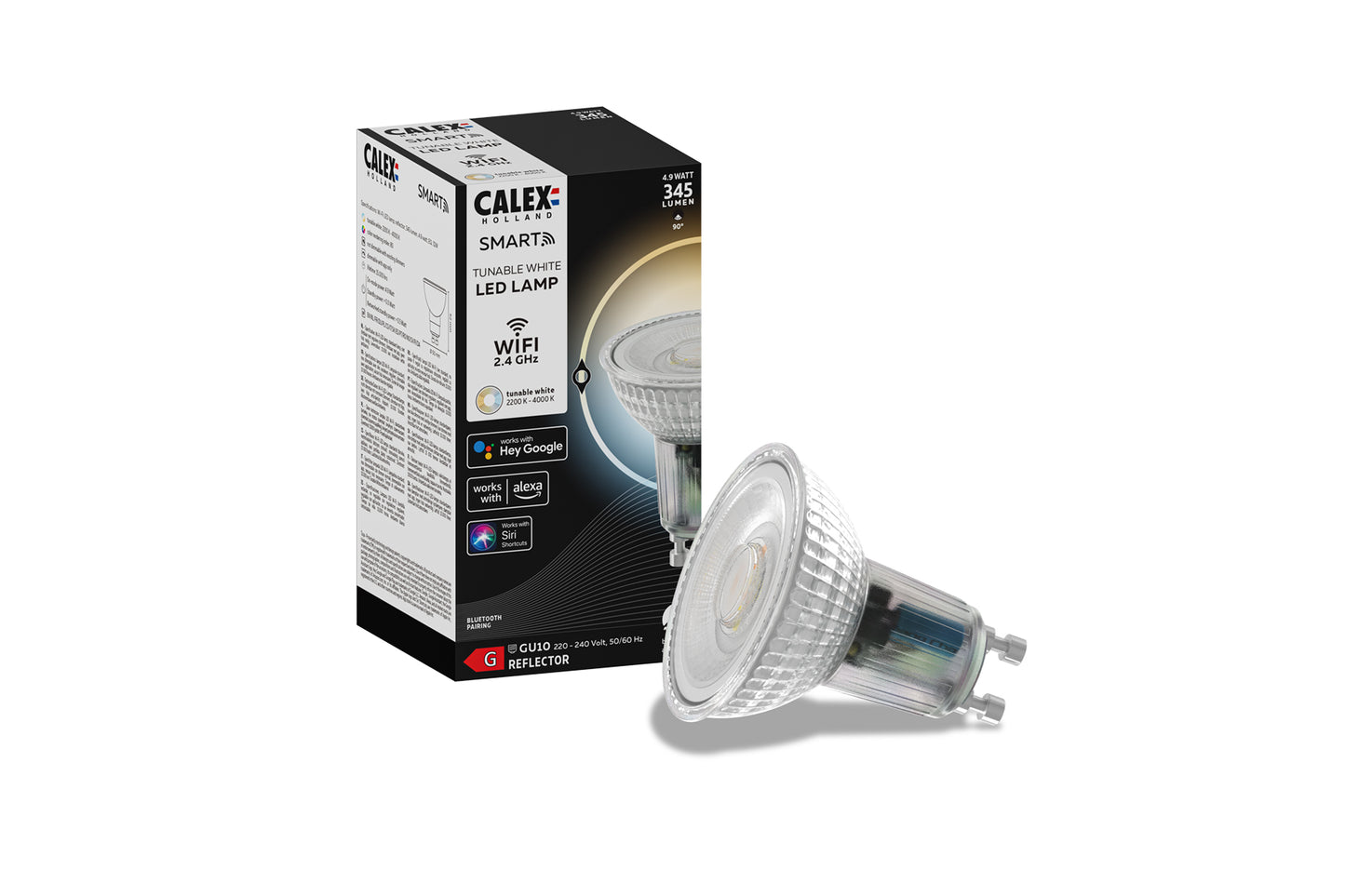 Calex Slimme Lamp - Wifi LED Verlichting - GU10 Smart Lichtbron - Dimbaar - Warm Wit licht - 4.9W