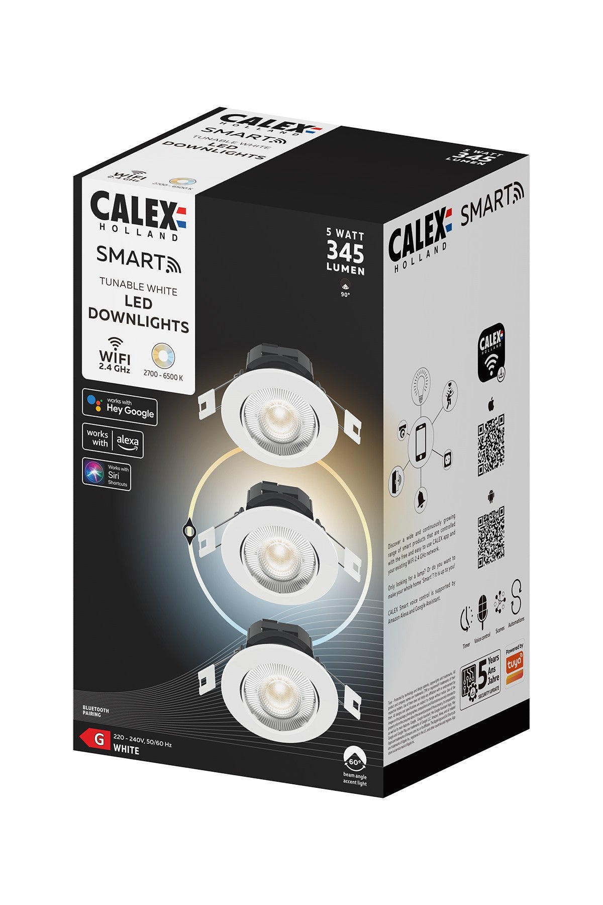 Inbouwspot Smart Calex kantelbaar Led wit 3-pack