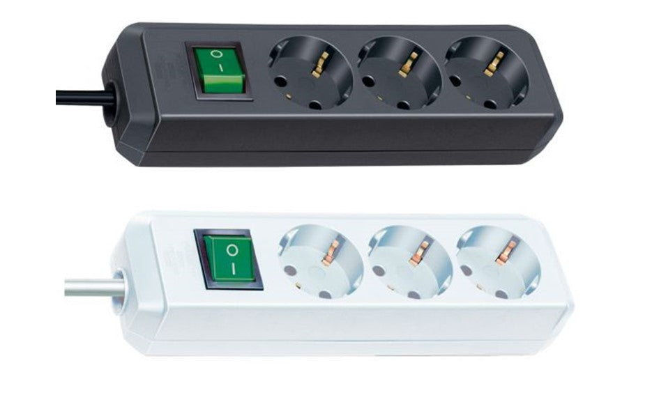 Brennenstuhl Eco-line met schakelaar Stekkerdoos 3-voudig 3 meter - zwart of wit