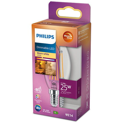 Philips LED Dimtone kaars 3,2W (25W) E14 warm wit - Helder - dimbaar