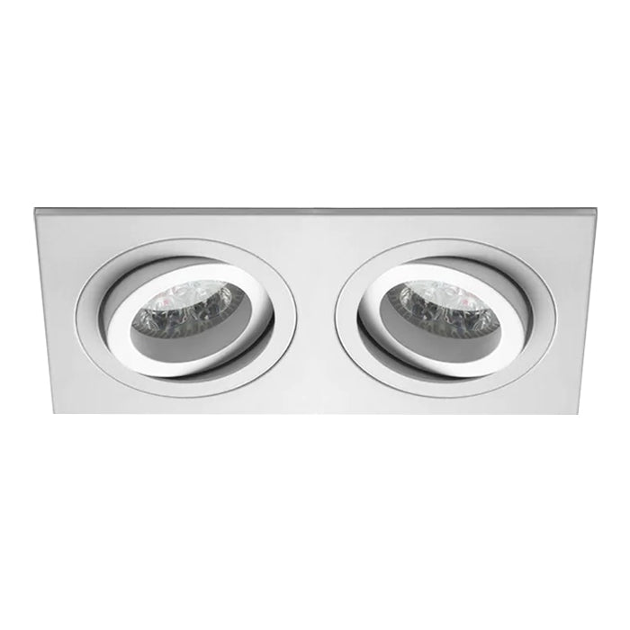 Dubbele inbouwspot Vienna | Kantelbaar | Vierkant | Wit dubbel spotje voor LED