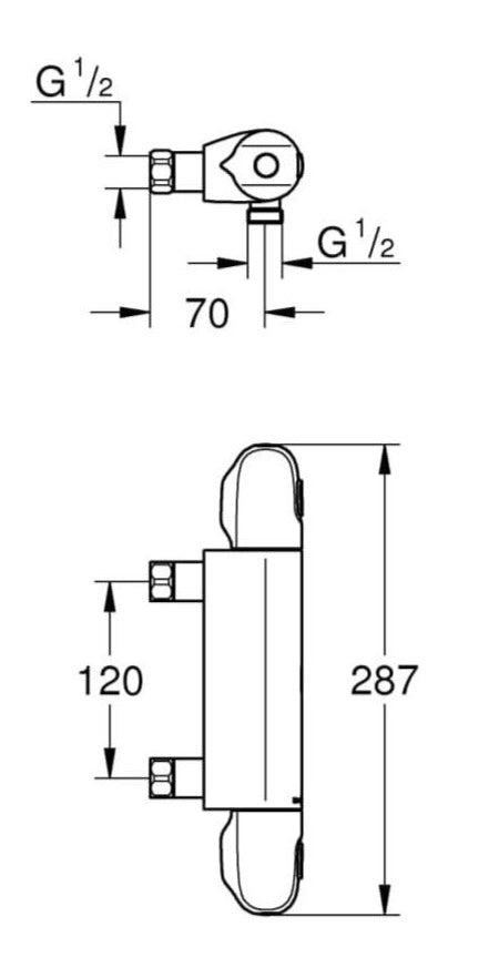 GROHE Grohtherm 1000 Thermostaatkraan Chroom, Hartafstand=12cm – productafbeelding 2