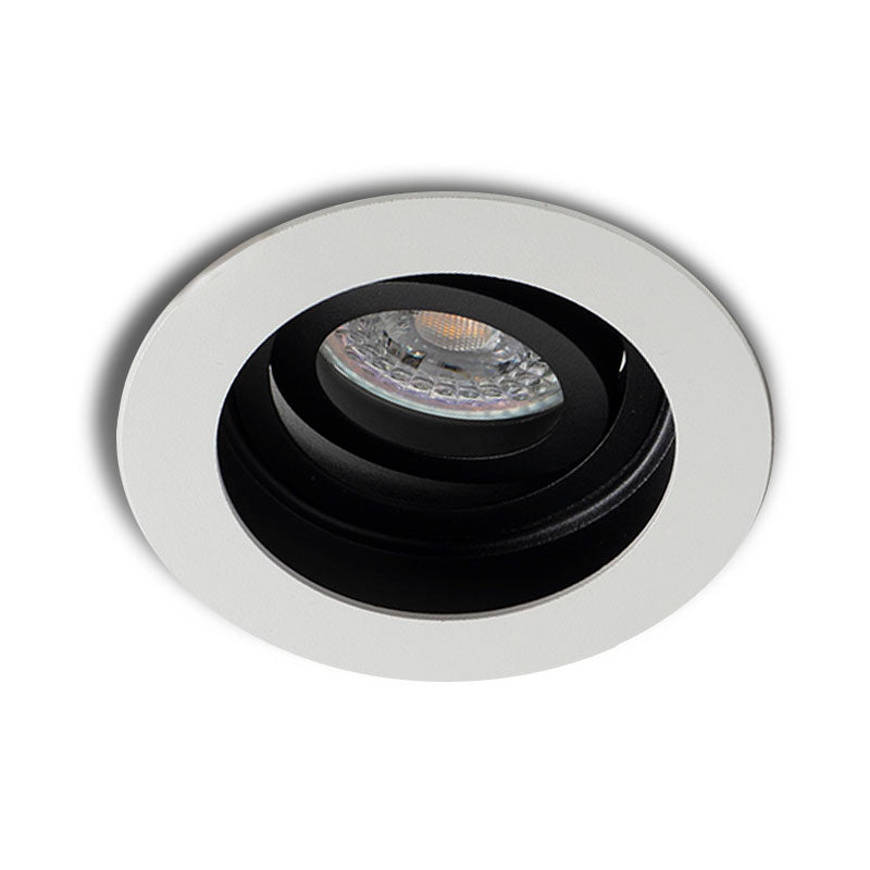 Inbouwspot Moreda | Kantelbaar | Rond | Wit met zwart | Ø 99 mm