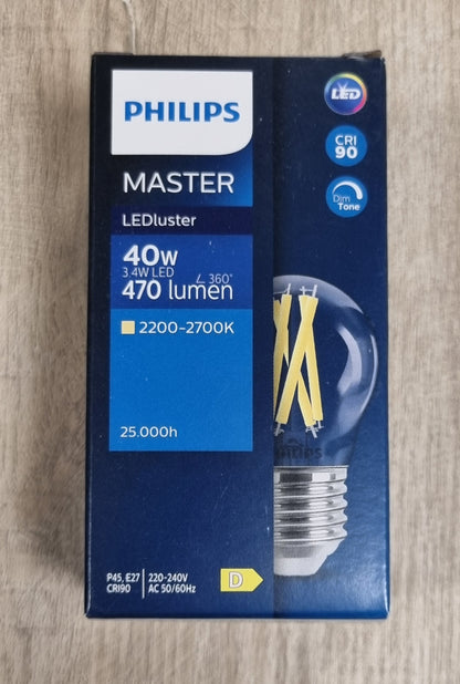 Philips MASTER LED E27 Kogel Filament Helder 3.5W 470lm - 922-927 Dim To Warm