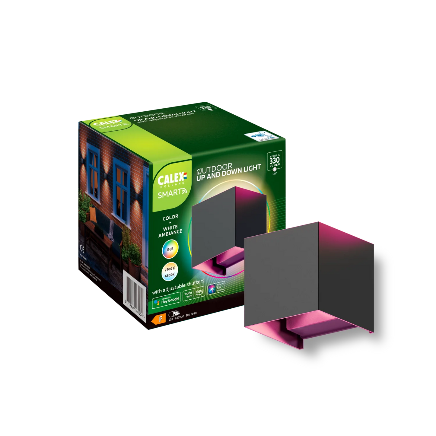 Calex Smart Outdoor Wandlamp - IP54 - Up&Down vierkant