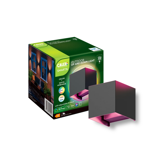Calex Smart Outdoor Wandlamp - IP54 - Up&Down vierkant