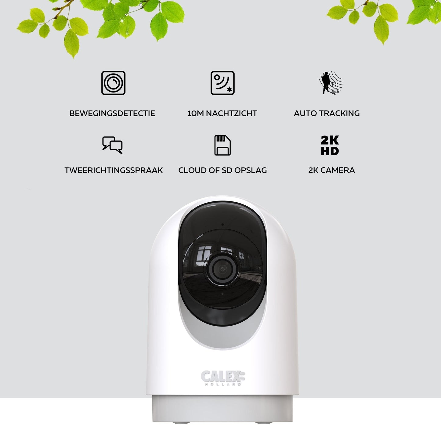 Calex Pan & Tilt Camera - Beveiligingscamera - voor Binnen - 2K