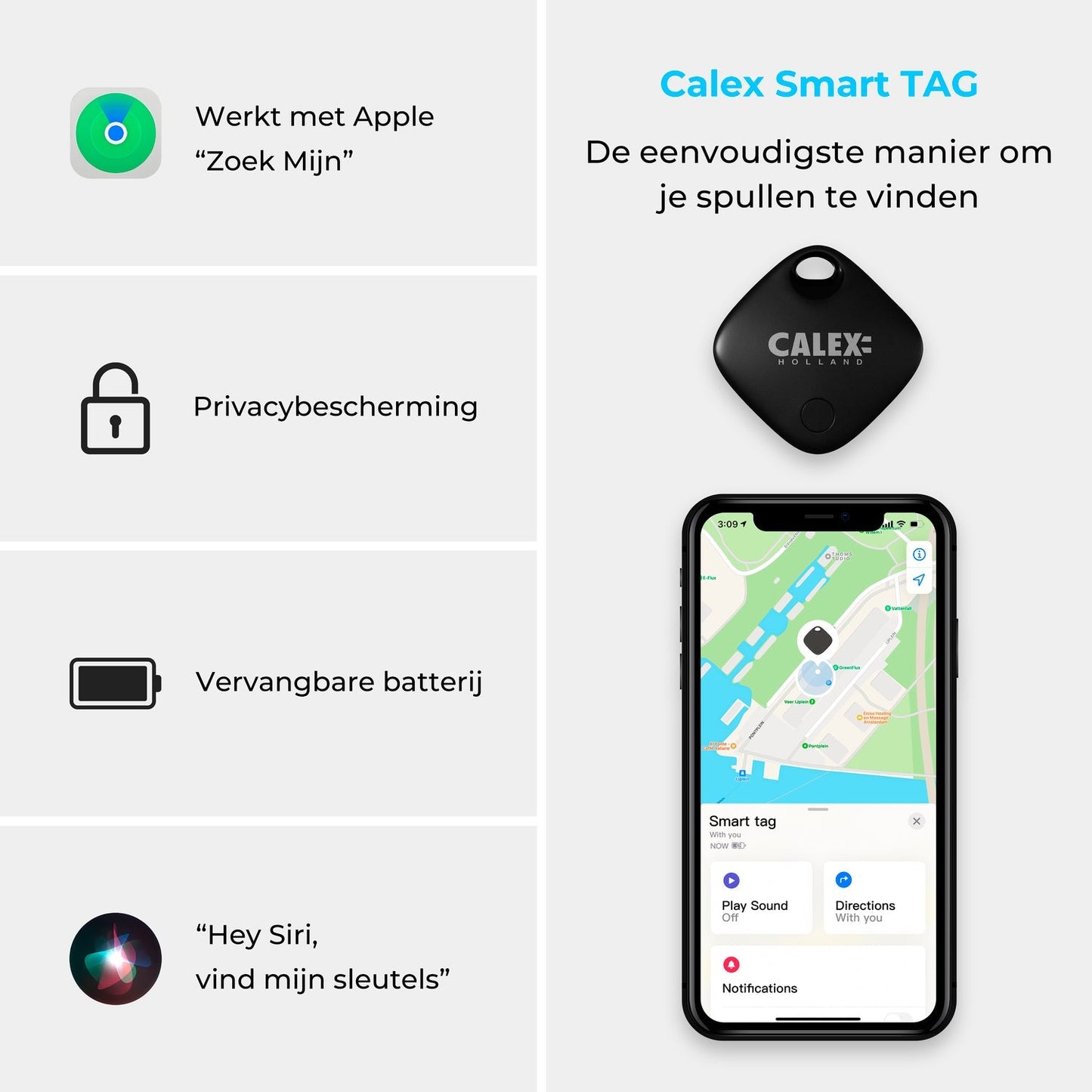 Calex Slimme Tag - Bluetooth Tracker - Werkt met Apple Zoek Mijn