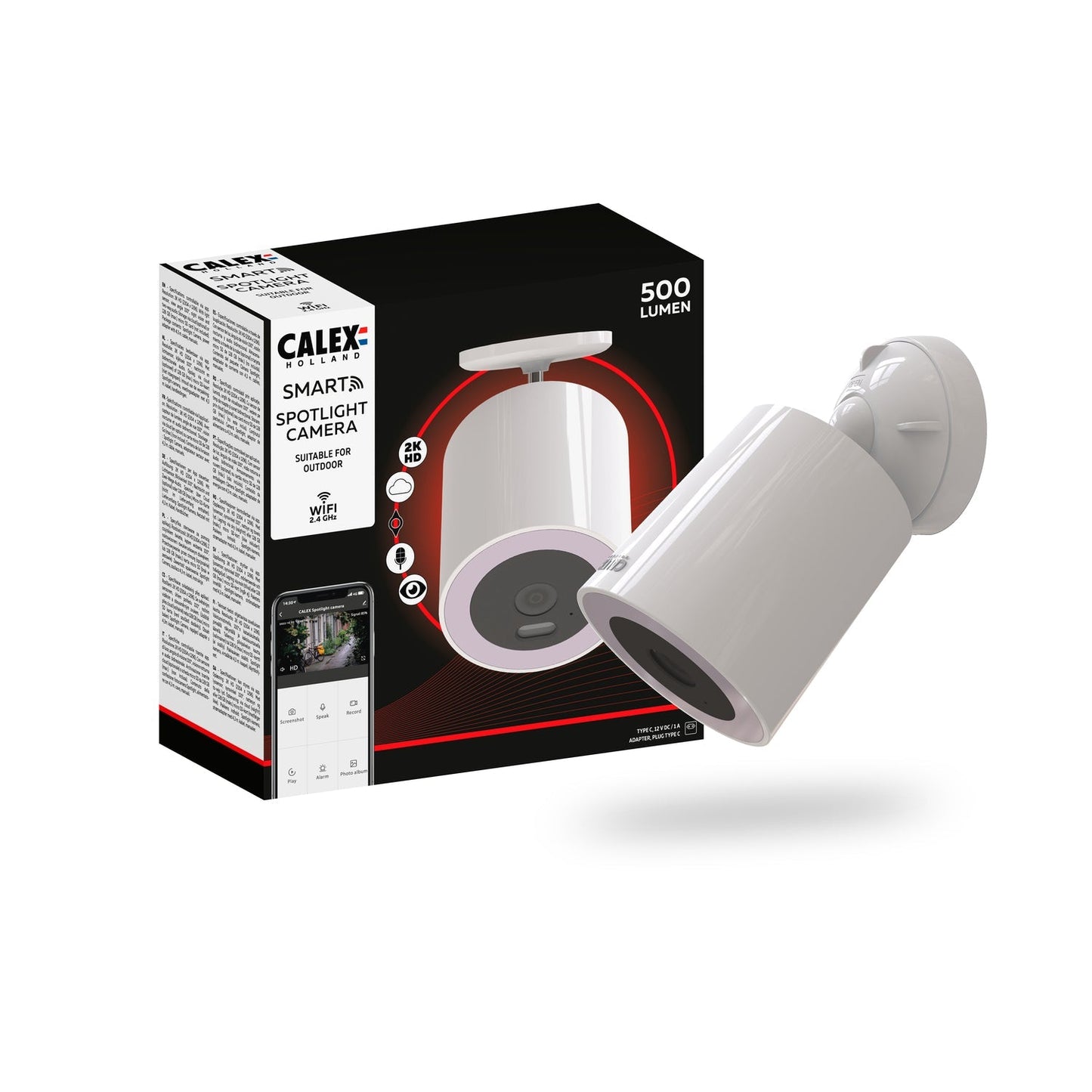 Calex Spotlight Beveiligingscamera - Voor buiten - 2K