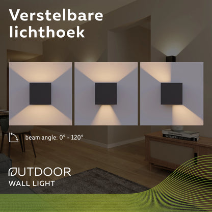 Calex LED Wandlamp Bari – Up & Down – Zwart – 7W – Warm Wit Licht (3000K)