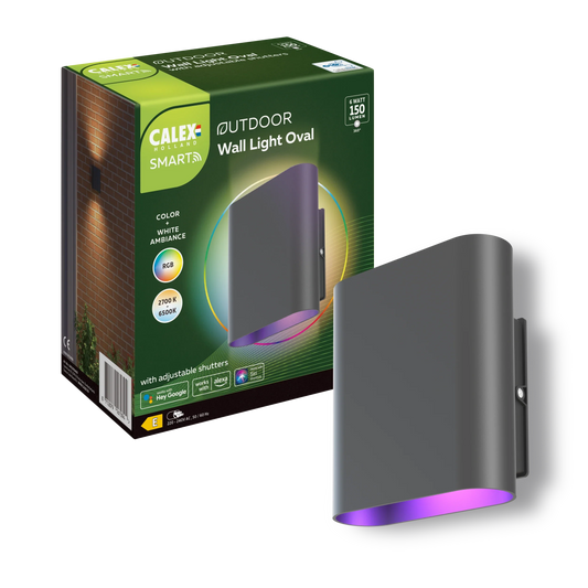 Calex Slimme - Tuin Muur Lamp - Ovaal - RGB - CCT