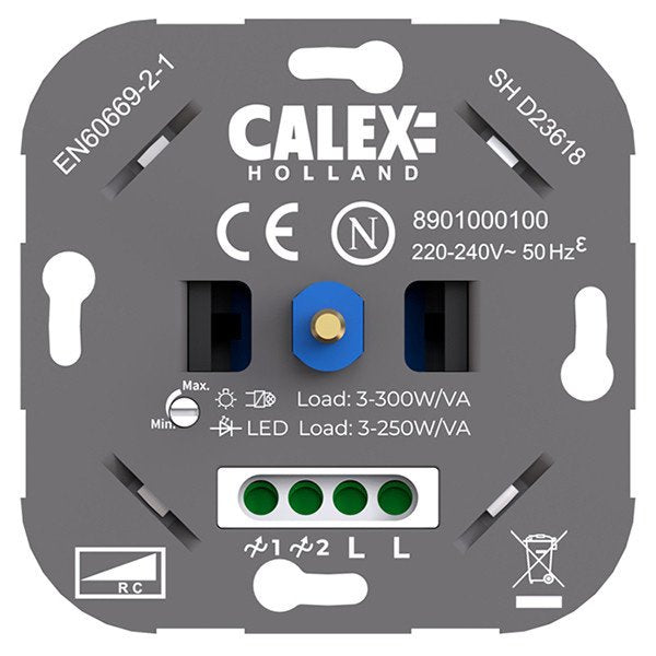 Calex LED Inbouwdimmer enkel of dubbel - fase afsnijding - universeel