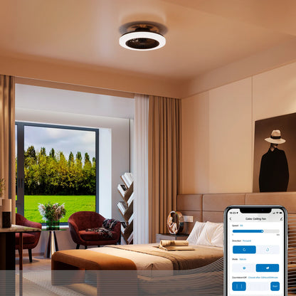 Calex Plafondventilator met Lamp – 50 cm – Zwart – Slimme Besturing via App & Afstandsbediening