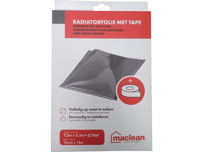 Maclean radiatorfolie met tape - 750cm x 50cm