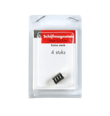 Blister mini schijfmagneet sterk 10x3mm/ 4 st