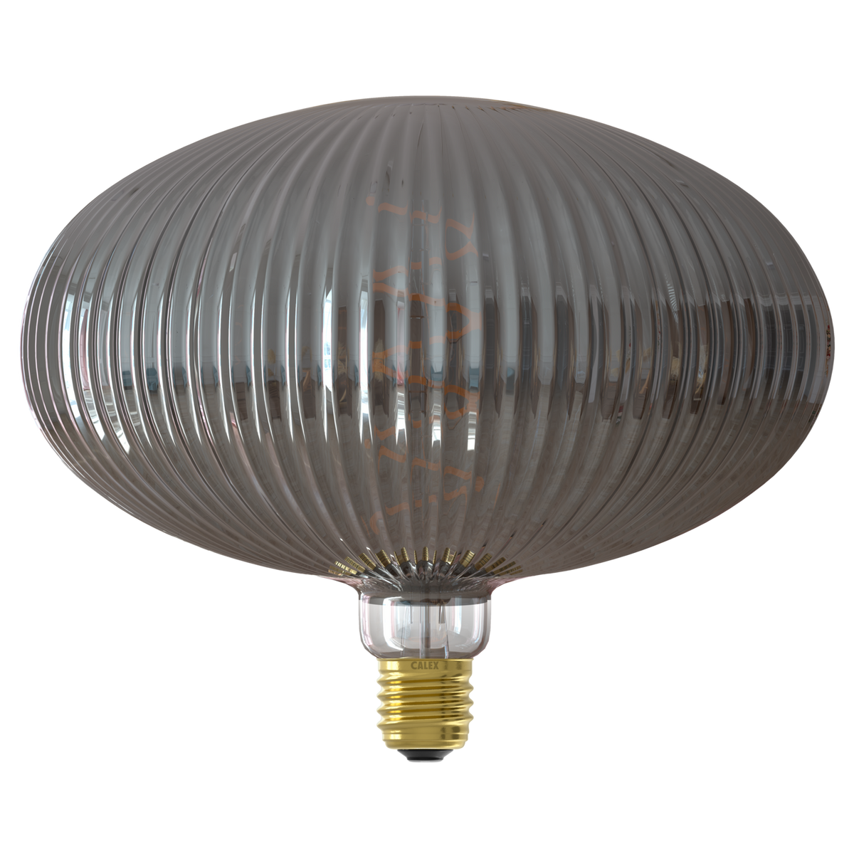 Calex Lille Smokey E27 filamentlamp van geribbeld rookglas, uitgeschakeld