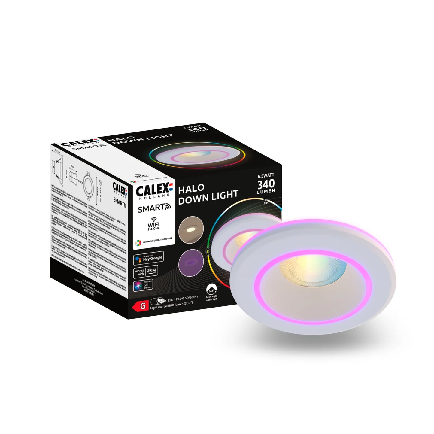 Calex Smart Halo Inbouwspot - RGB + CCT - Zwart & Wit – productafbeelding 2