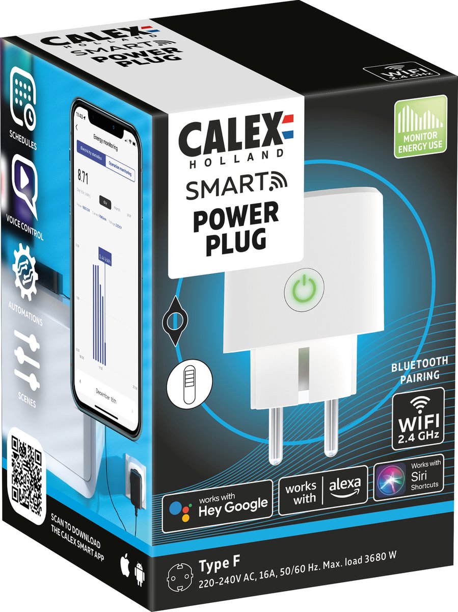 Calex Slimme Stekker - Smart Plug met Energiemeter - Wit – productafbeelding 2