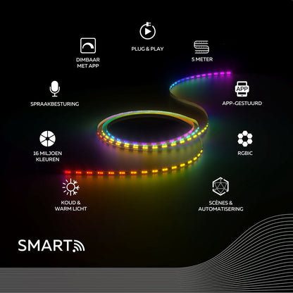 Functies van de Calex Smart LED-strip: RGBIC, app, spraakbesturing en scènes
