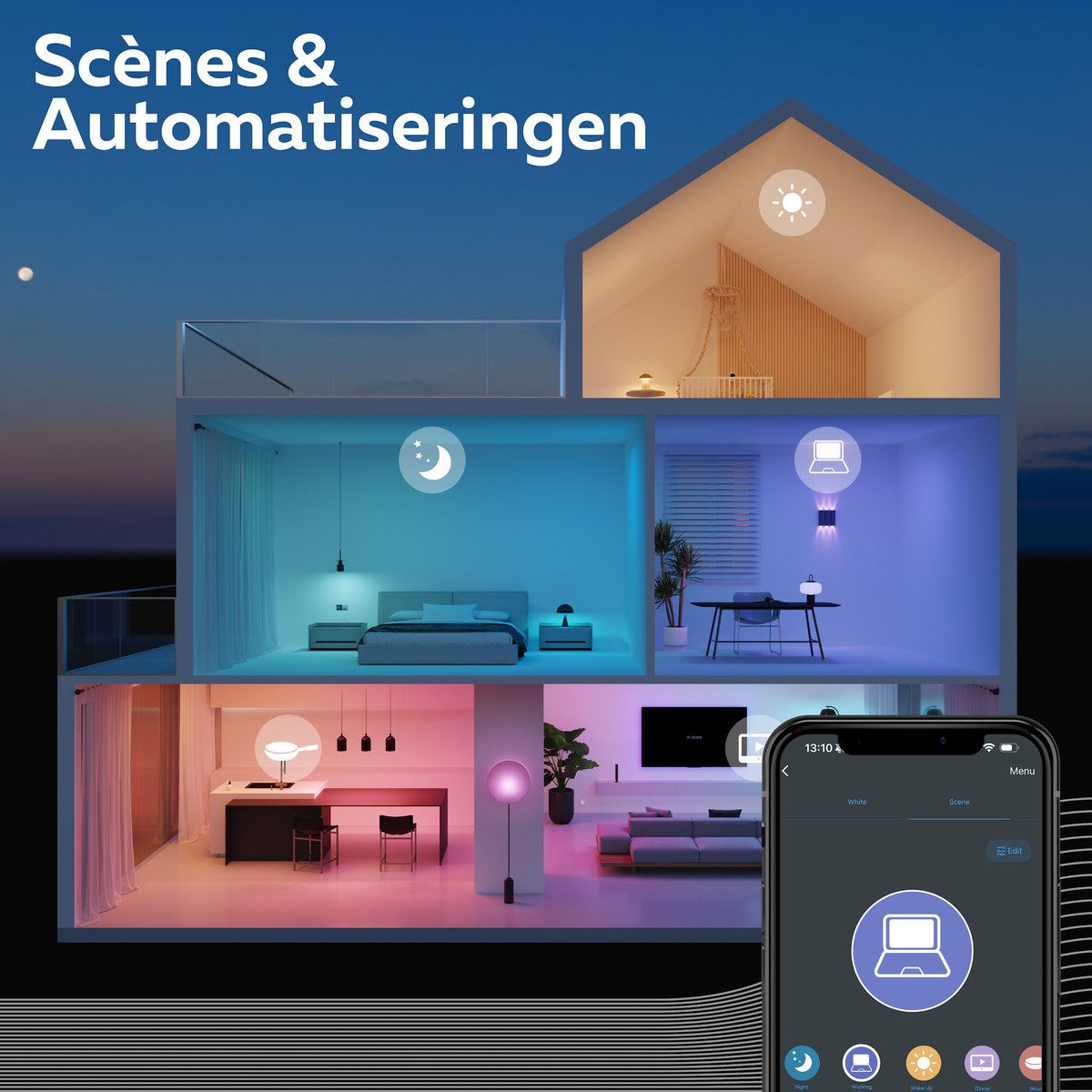 Scènes en automatiseringen instellen voor de Calex Smart LED-strip in de app