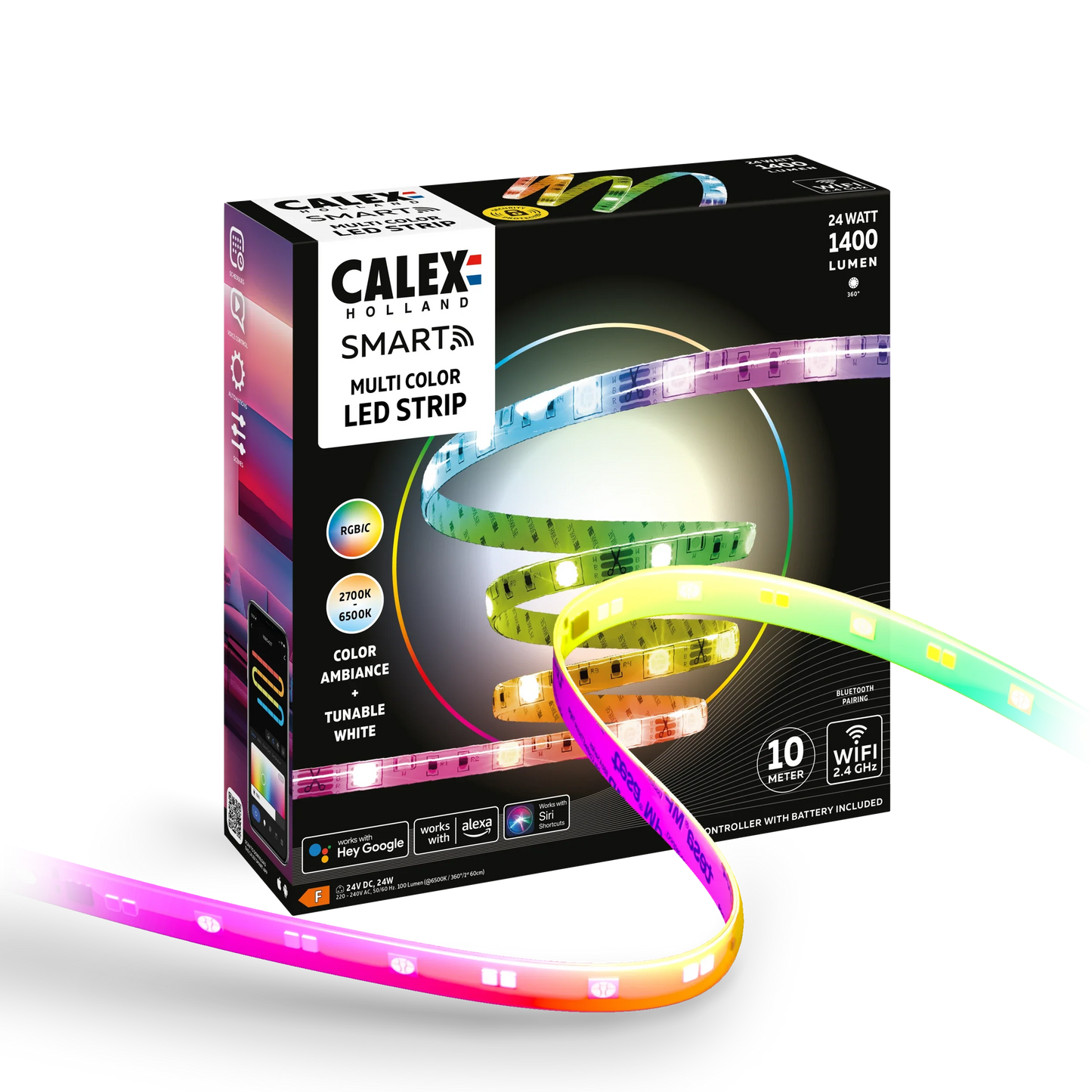 Calex Slimme LED Strip 5 meter - Led-strip Voor Binnen - Met App - RGB - Smart Lichtstrip met afstandsbediening