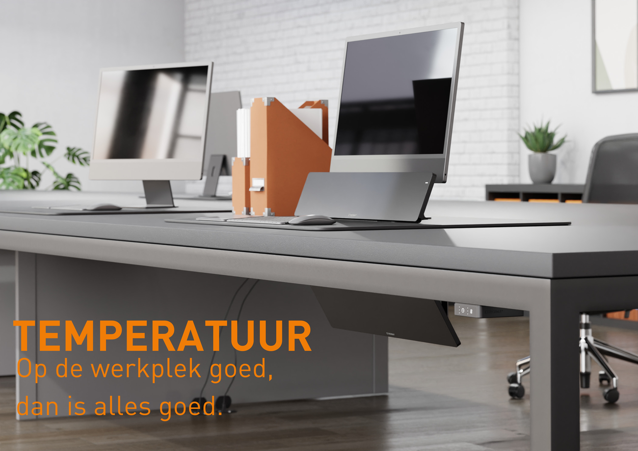 Etherma Lava Desk Sub 90W Bureauverwarming- Zwart/Wit - Infraroodverwarming Voor Onder Het Bureau