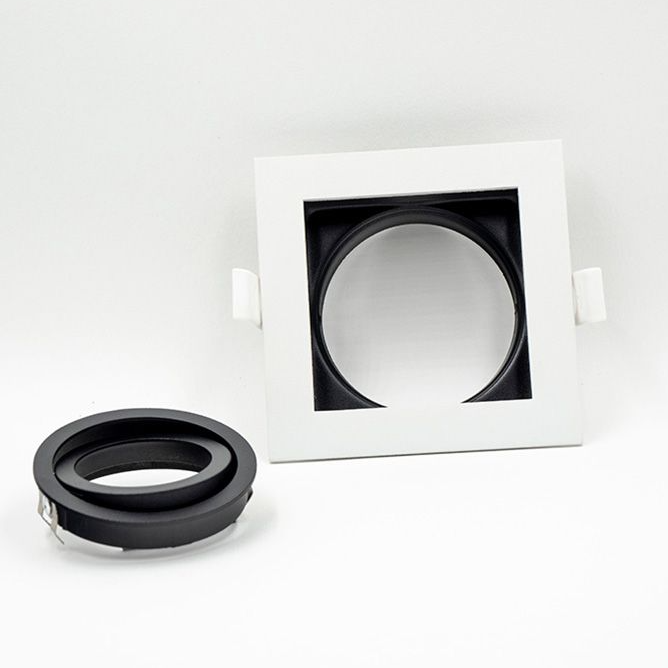 Inbouwspot Evia - Kantelbaar - Vierkant  100 mm - Wit met zwart – productafbeelding 2