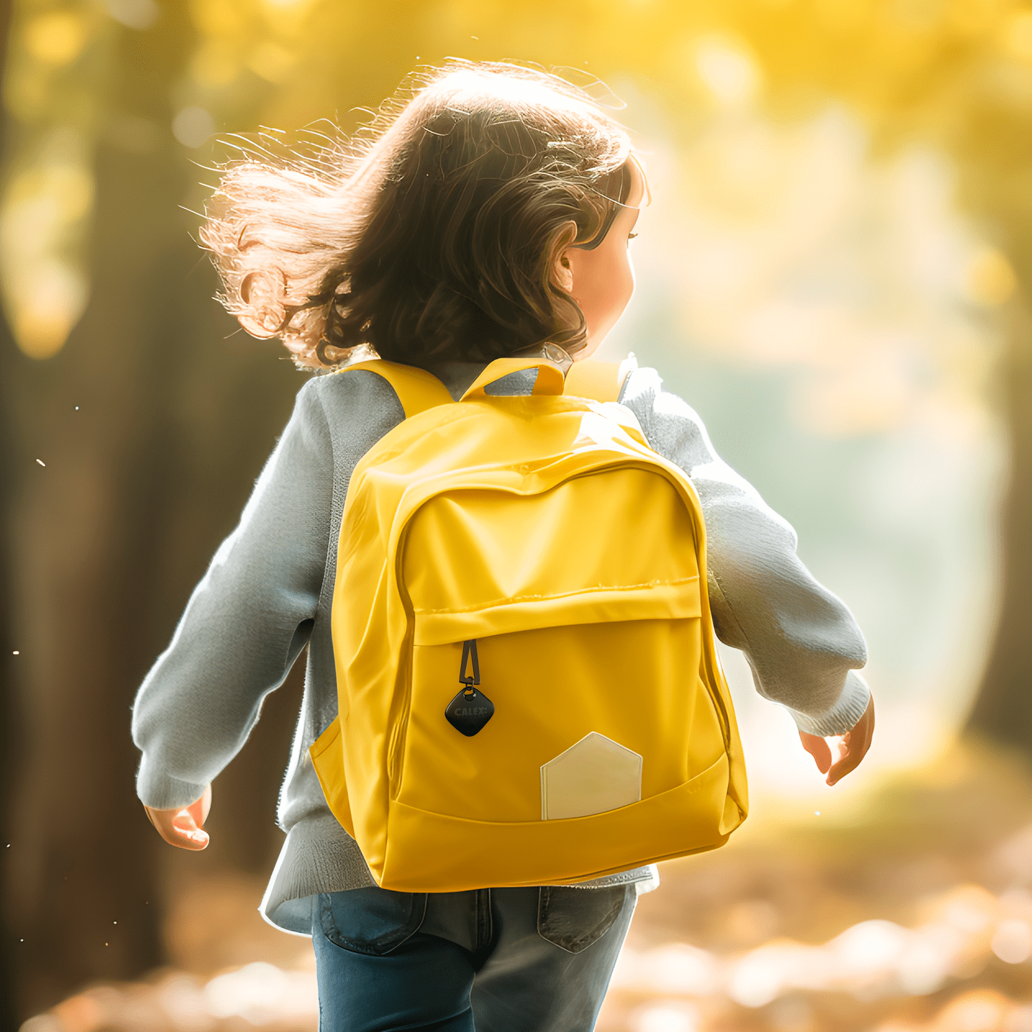 kind met smart tag aan rugzak