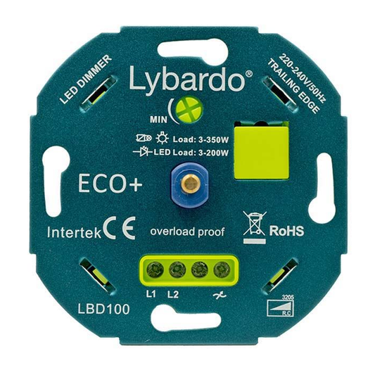 LED dimmer Lybardo Eco+ 3-200 watt - Universeel - Inbouw - Fase afsnijding