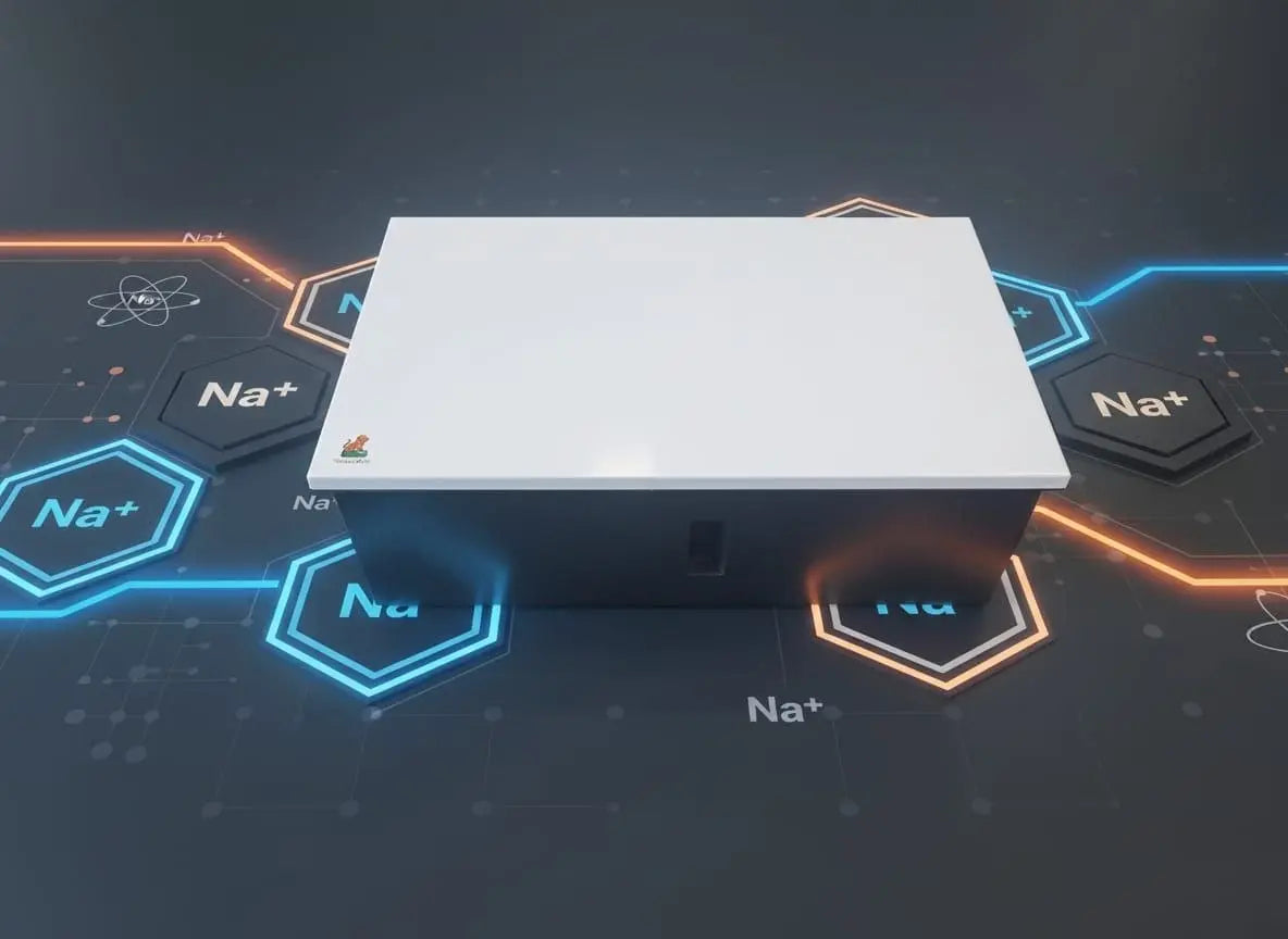 Oranje Eco natrium-ion thuisbatterij van 9,7 kWh