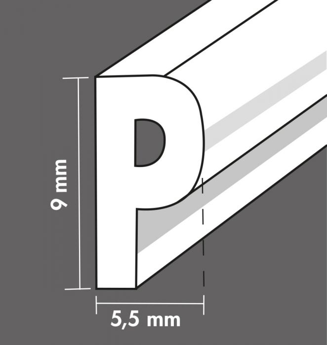 Zelfklevend Tochtband P-Profiel - Wit - 9mm x 5,5mm x 7,5m - Tochtstrip