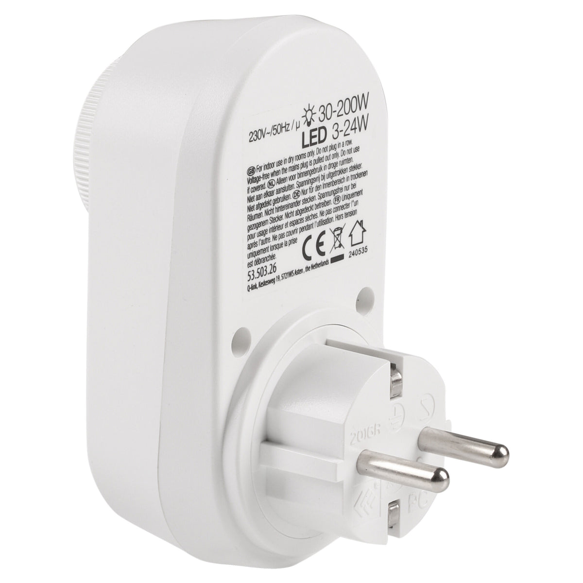 Q-Link Stekkerdimmer halogeen/LED 3-24W – productafbeelding 4