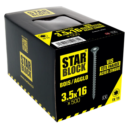 Starblock hout/spaanplaat TX 3,5*16mm 500st